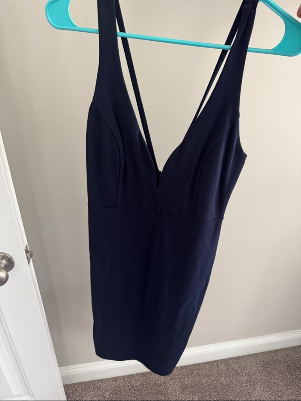 Lulu's Deep Navy V-Neck Midi Dress